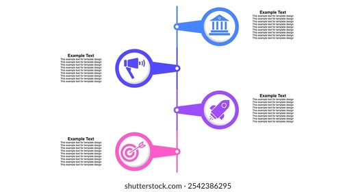 Infografía del progreso o del paso del flujo de la línea de tiempo editable, negocio moderno del hito para el desarrollo de la compañía de la estrategia de la Plantilla o acontecimiento histórico. Elemento para diapositiva de presentación corporativa	