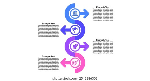 Infografía del progreso o del paso del flujo de la línea de tiempo editable, negocio moderno del hito para el desarrollo de la compañía de la estrategia de la Plantilla o acontecimiento histórico. Elemento para diapositiva de presentación corporativa	