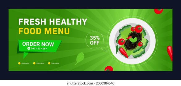 Editable timeline cover and web banner template design for food. Suitable for Social Media Post restaurant and culinary digital Promotion