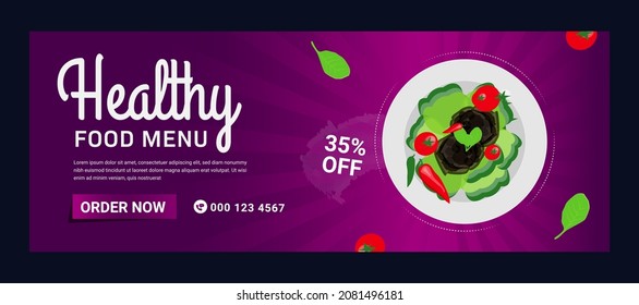 Diseño de plantillas de banner web de portada de línea de tiempo editable para comida. Adecuado para el restaurante Social Media Post y promoción digital culinaria