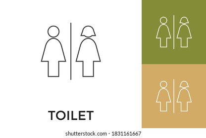 Editable Toilet Thin Line Icon with Title. Useful For Mobile Application, Website, Software and Print Media.