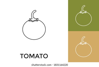 Bearbeitbar Tomato Thin Line Symbol mit Titel. Nützlich für mobile Anwendungen, Website, Software und Printmedien.