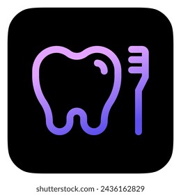 Icono de vector de diente y cepillo editable. Odontología, salud, medicina. Parte de una gran familia de iconos. Perfecto para interfaces web y aplicaciones, presentaciones, infografías, etc