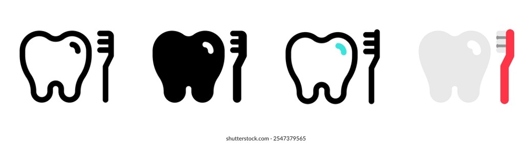 Editable tooth and brush vector icon. Dentistry, healthcare, medical. Part of a big icon set family. Perfect for web and app interfaces, presentations, infographics, etc