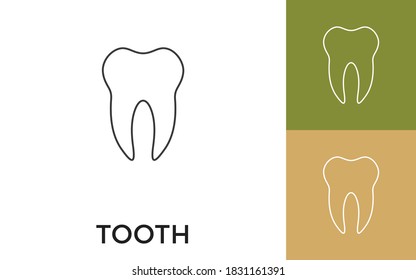 Editable Tooth Thin Line Icon with Title. Useful For Mobile Application, Website, Software and Print Media.