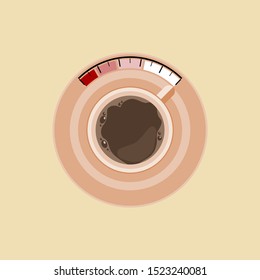 Editable Top View a Cup of Coffee Vector Illustration as Fuel Level for Additional Element of Cafe or Business Related Design Project With Recharging Strength Concept