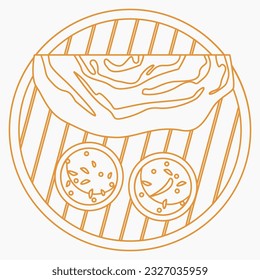 Diseño de Masala Dosa con Chutney y Sambar en placa Ilustración para arte de diseño de cocina relacionado con cultura y tradición del sur de Asia