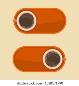Editable Top View Two Cups of Coffee Vector Illustration as Power Switch Concept for Additional Element of Cafe or Business Related Design Project With Infographic Concept