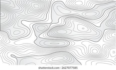 Linhas de topografia editáveis - design de vetor de contorno abstrato. Mapa de Contorno Moderno - Plano de Fundo Topográfico com Linhas Geográficas. Vetor Terrain Lines - Topologia abstrata e padrão de cartografia.