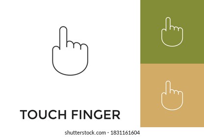 Editable Touch Finger Thin Line Icon with Title. Useful For Mobile Application, Website, Software and Print Media.