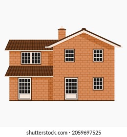 Editable Traditional English House Building with Two Level Floors Vector Illustration for England Culture Tradition and History Related Design