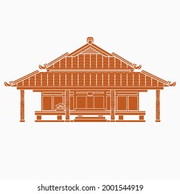 Editable Traditional Japanese House Vector Illustration in Flat Monochrome Style for Tourism Travel and Culture or History Education