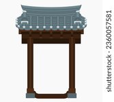 Editable Traditional Korean Hanok Door Building Vector Illustration for Artwork Element of Oriental History and Culture Related Design