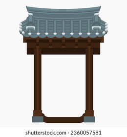 Editable Traditional Korean Hanok Door Building Vector Illustration for Artwork Element of Oriental History and Culture Related Design