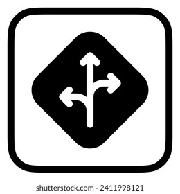 Icono de vector de flecha de señalización de tráfico modificable. Mapa, ubicación, navegación. Parte de una familia de iconos grandes. Perfecto para interfaces web y de aplicaciones, presentaciones, infografías, etc
