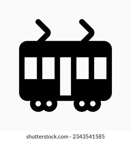 Icono de vector de tranvía editable. Vehículos, transporte, viajes. Parte de una familia de iconos grandes. Perfecto para interfaces web y de aplicaciones, presentaciones, infografías, etc