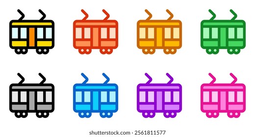 Editable tram vector icon. Vehicles, transportation, travel. Part of a big icon set family. Perfect for web and app interfaces, presentations, infographics, etc