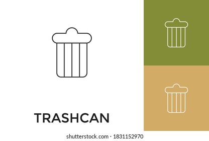 Editable Trash Can Thin Line Icon with Title. Useful For Mobile Application, Website, Software and Print Media.