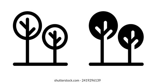 Árboles editables, icono vector de plantas. Inmobiliaria, inmueble, construcción, hipoteca, interiores. Parte de una familia de iconos grandes. Perfecto para interfaces web y de aplicaciones, presentaciones, infografías, etc