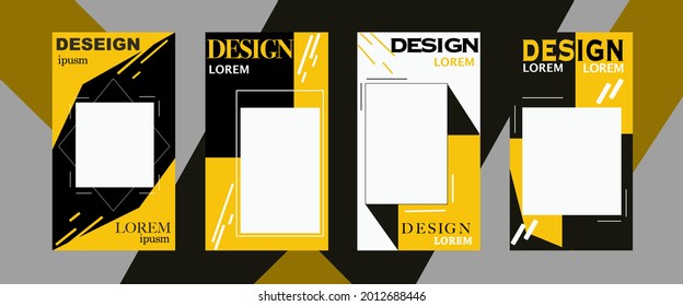 Bearbeitbare trendige Vorlage für Social-Media-Geschichten mit gelber Hauptfarbe, Vektorgrafik Web-Design. Hintergrunddesign für soziale Medien.