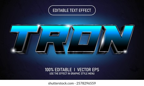 editable tron 3d vector text effect with modern style design