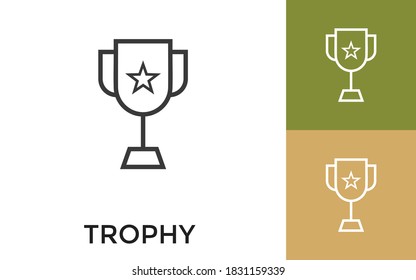 Icono de trofeo editable con título. Útil para aplicaciones móviles, sitio web, software y medios impresos.