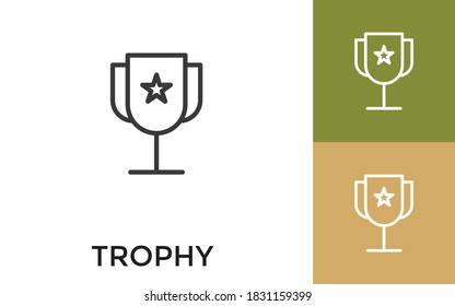 Editable Trophy Icon with Title. Useful For Mobile Application, Website, Software and Print Media.