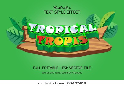 Vector de efecto de texto de tropismo tropical editable