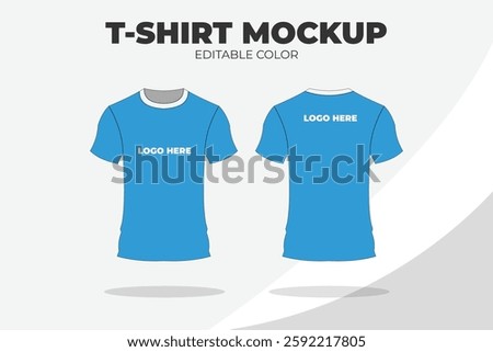 Editable T-shirt mockup illustration. Easily change colors in Adobe Illustrator. Perfect for portfolios, branding, and fashion projects. Blue T-shirt. 