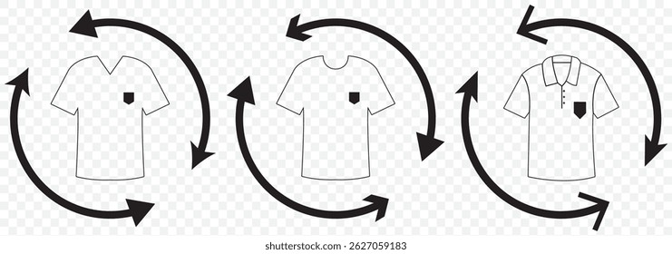 Editable t-shirt vector icon. Clothing, fashion, apparel. Part of a big icon set family. Perfect for web and app interfaces, presentations, infographics on Transparent Background. EPS 10.