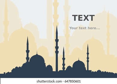 Editable Turkish Mosque Vector Illustration Silhouettes for Text Background of Islamic Religious Moments and Middle Eastern Culture Related Design