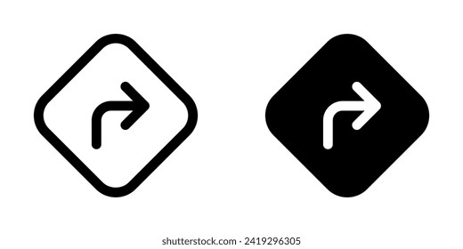 Editable turn right vector icon. Map, location, navigation. Part of a big icon set family. Perfect for web and app interfaces, presentations, infographics, etc