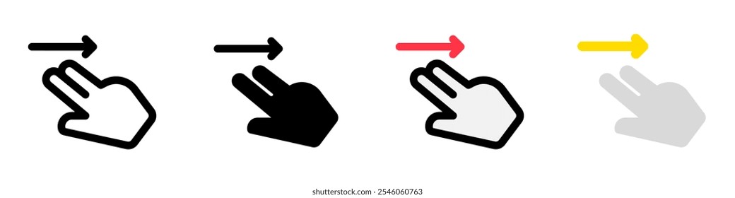 Dos dedos editables deslizan el ícono del Vector derecho. Parte de una gran familia de iconos. Perfecto para interfaces de Web y App, presentaciones, infografías, etc