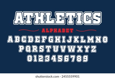 Editable typeface vector. Athletics sport font in american style for football, baseball or basketball logos and t-shirt.	