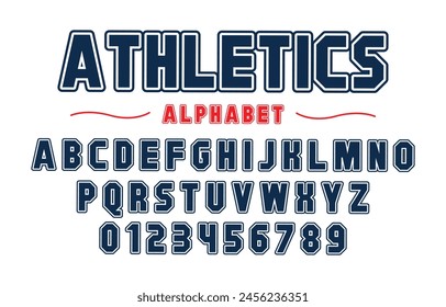 Editable typeface vector. Athletics sport font in american style for football, baseball or basketball logos and t-shirt.	