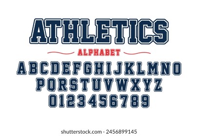 Editable typeface vector. Athletics sport font in american style for football, baseball or basketball logos and t-shirt.	