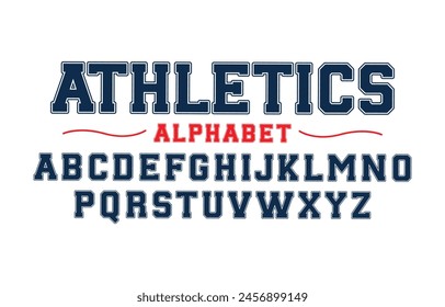 Editable typeface vector. Athletics sport font in american style for football, baseball or basketball logos and t-shirt.	