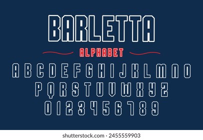 Editable typeface vector. Barletta sport font in american style for football, baseball or basketball logos and t-shirt.	