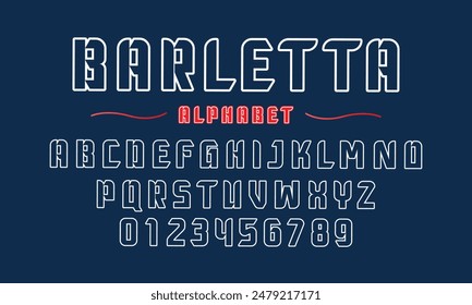 Editable typeface vector. Barletta sport font in american style for football, baseball or basketball logos and t-shirt	