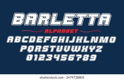 Vector de tipo de letra editable. Fuente deportiva Barletta en estilo americano para logos y camisetas de fútbol, béisbol o baloncesto	