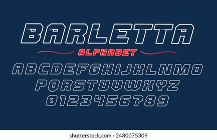 Editable typeface vector. Barletta sport font in american style for football, baseball or basketball logos and t-shirt	