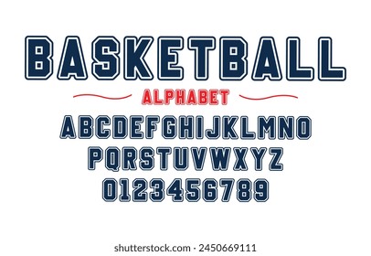 Editable typeface vector. Basketball sport font in american style for football, baseball or basketball logos and t-shirt.