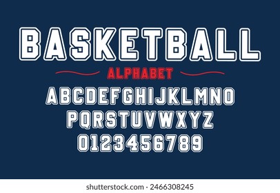 Vector de tipo de letra editable. Fuente deportiva de baloncesto en estilo americano para logotipos y camisetas de fútbol, béisbol o baloncesto.	
