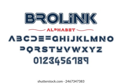 Editable typeface vector. Brolink sport font in american style for football, baseball or basketball logos and t-shirt.	
