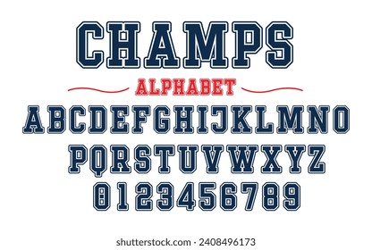 Vector de tipo de letra editable. El tipo de letra de los Campos deportivos al estilo americano para los logos de fútbol, béisbol o baloncesto y camisetas.