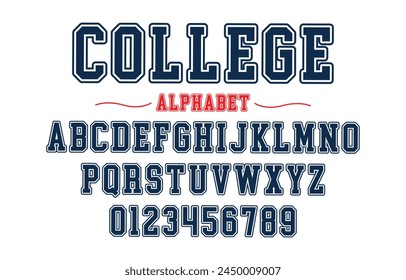 Editable typeface vector. College sport font in american style for football, baseball or basketball logos and t-shirt.