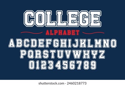 Editable typeface vector. College sport font in american style for football, baseball or basketball logos and t-shirt.	