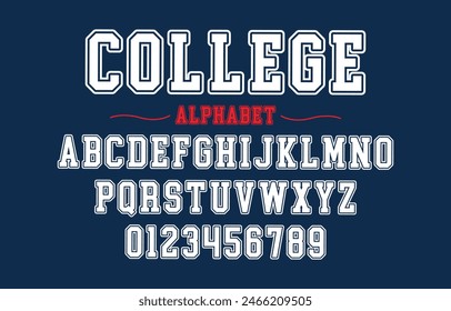 Editable typeface vector. College sport font in american style for football, baseball or basketball logos and t-shirt.	
