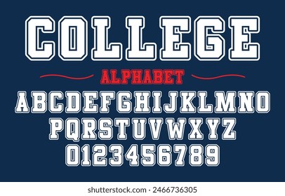 Editable typeface vector. College sport font in american style for football, baseball or basketball logos and t-shirt.	
