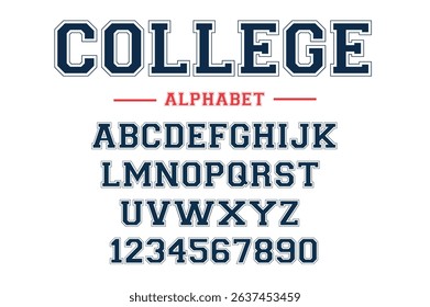 Editable typeface vector. College sport font in american style for football, baseball or basketball logos and t-shirt.
